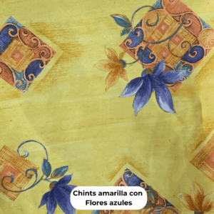Chints Amarillo Con Flores Azules (1,40 mts)