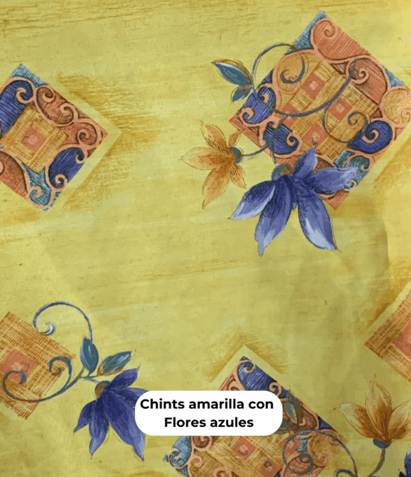 Chints Amarillo Con Flores Azules (1,40 mts)