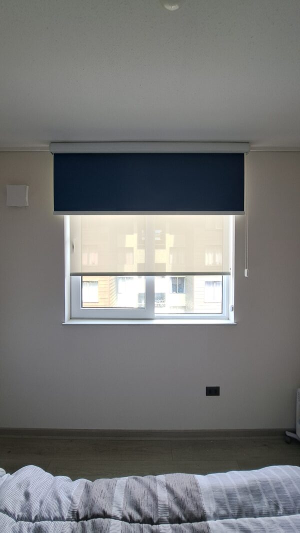 Roller Doble - Blackout Azul y Screen Beige 5% Con Cenefa