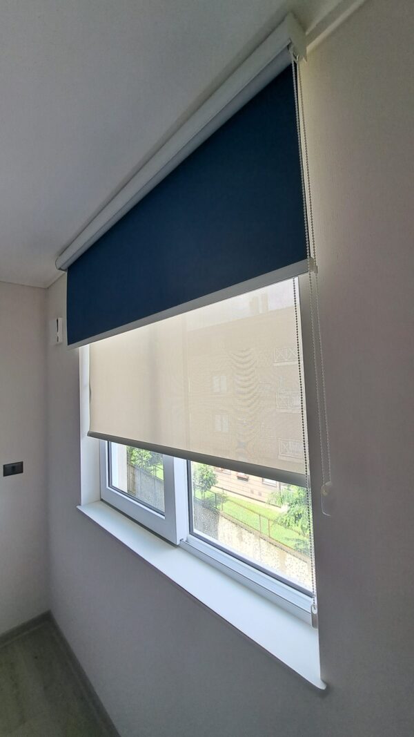 Roller Doble - Blackout Azul y Screen Beige 5% Con Cenefa - Imagen 3